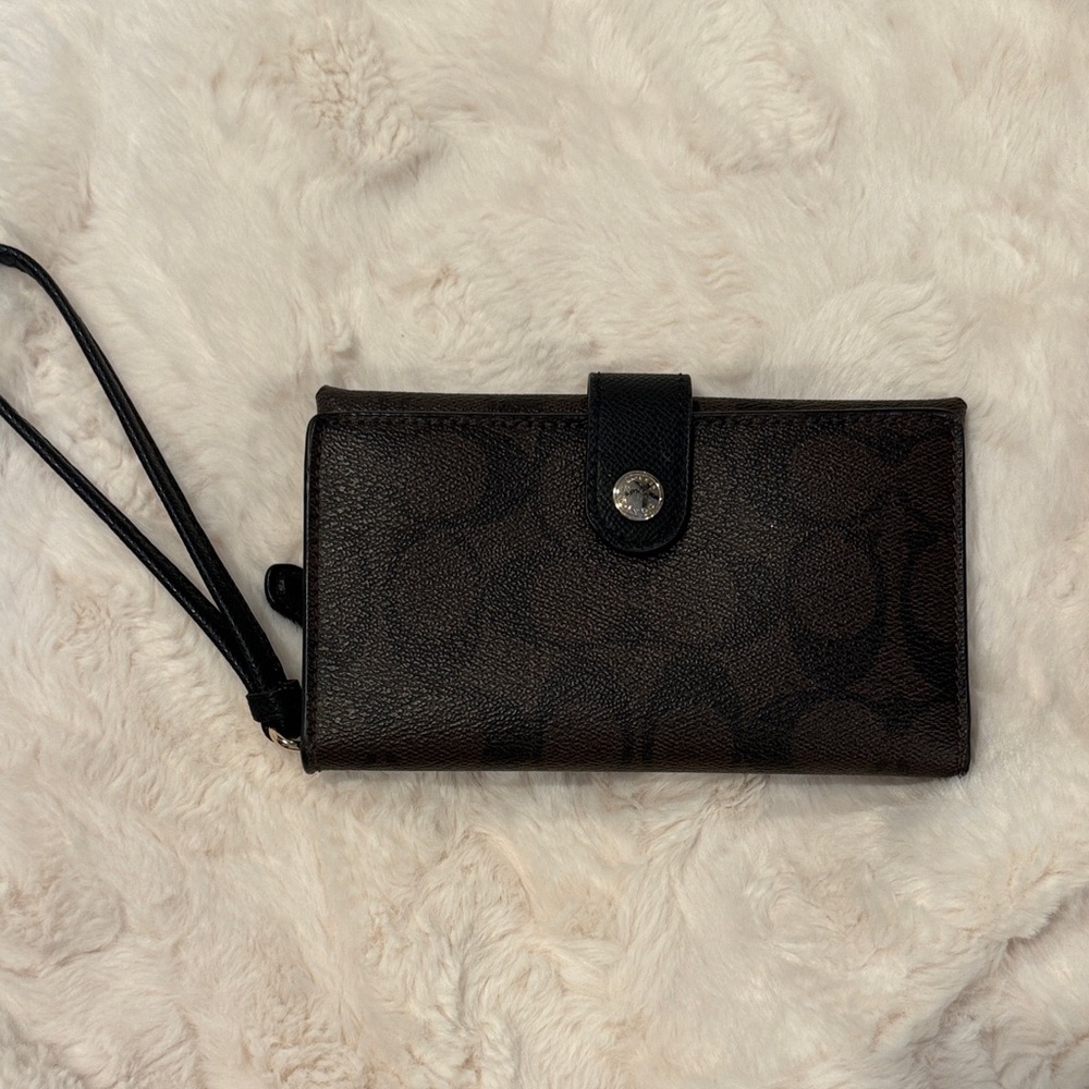 Coach Brown and Black Wristlet Wallet!  Beautiful! Clean inside and out!